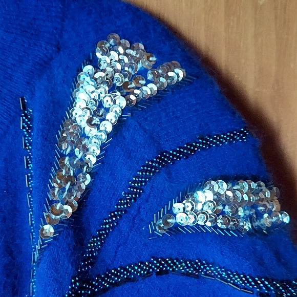 Cee Gee By Sue Wong Vintage Cobalt Blue Lambswool Blend Sweater Dress - Picture 6 of 14